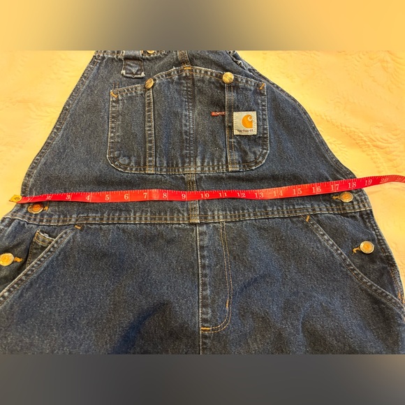 Carhartt Women's Dark Wash Overalls WR007 Size 14x30 - Picture 8 of 9